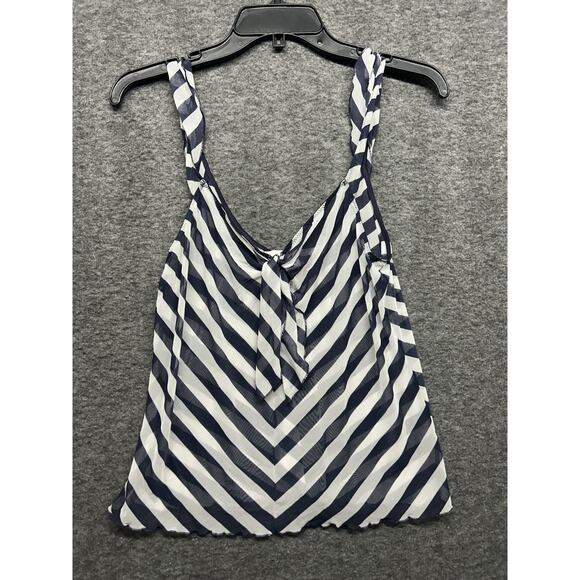 Victoria’s Secret Womens Sleeveless Sheer Mesh Tank Top Medium‎ Striped Blouse V - Picture 1 of 4